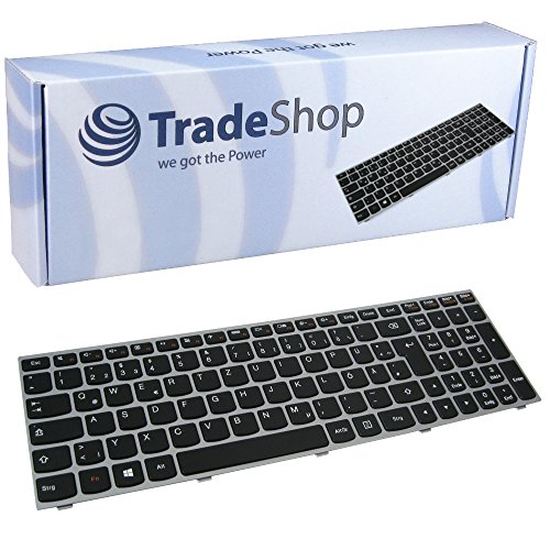 Original QWERTZ Tastatur Deutsch mit silbernem Rahmen für Lenovo Ideapad G70-70 G70-80 M50-70 M50-80 Z50 Z50-70 Z50-70 Z50-75 Z50-80E Z501 Z51-70 Z70-80 (Deutsches Tastaturlayout) von Trade-Shop