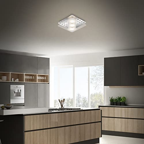 Trango 3488 Deckenstrahler in Eckig *ELA* aus Metall mit bedrucktem Design Motiv Glas-Lampenschirm Deckenlampe, Wandleuchte, Badlampe inkl. 3x 5 Watt GU10 LED Leuchtmittel 3000K warmweiß Deckenleuchte von Trango