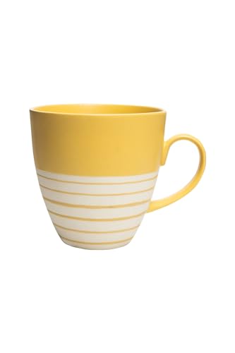 Tasse MODERN 500 ml große Keramik Kaffeetasse Becher, Steingut Teetasse für Büro und Zuhause, großer Griff, leicht zu halten, mikrowellen spülmaschinenfest, gelb von Tranquillo