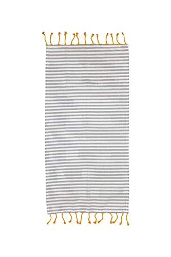 Tranquillo Pestemal Hamam-Tuch Sauna-Tuch Badetuch Strand-Decke Fitness Yoga Spa Stripes Grau, 100x50 cm von Tranquillo