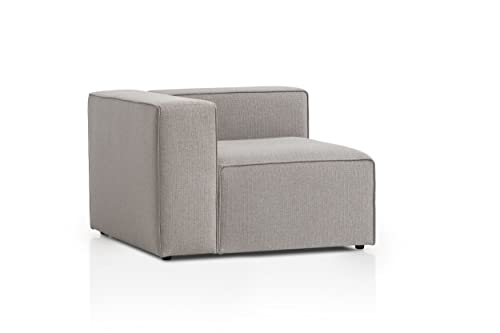 Genua Modular Sofa, Individuell kombinierbare Wohnlandschaft, Sitzelement mit Armteil, links - strapazierfähiges Möbelgewebe, produziert nach deutschem Qualitätsstandard, hellgrau von Traumnacht