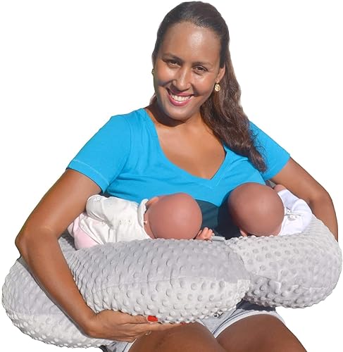 Traumreiter Zwillingskissen Stillkissen für Zwillinge mit wachbaren Bezug Grau + Lumbar Support + Anschnallgurt, Stillkissen Zwillinge Zwillingsstillkissen Baby Ausstattung Stillen Kissen Twin Pillow von Traumreiter