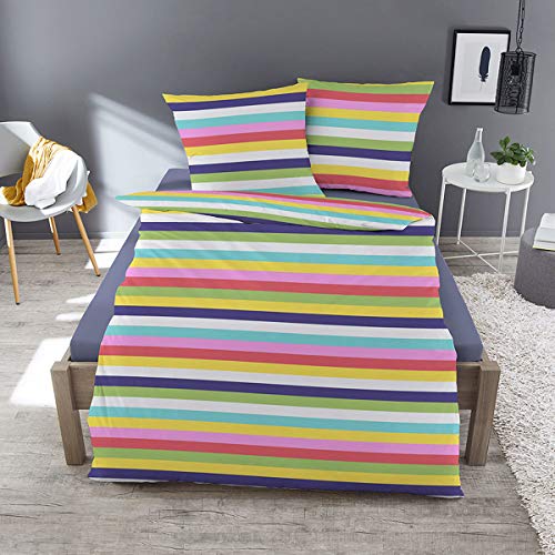 Traumschlaf Feinbiber Bettwäsche Rainbow 1 Bettbezug 155 x 220 cm + 1 Kissenbezug 80 x 80 cm von Traumschlaf