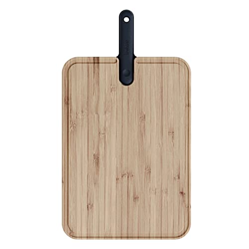 Trebonn - Artù Integriertes Chef-Messer und Brett aus Bambus, mit integriertem Chef-Messer, 43x24x2.2 cm. Für Fleisch, mit Rille um Flüssigkeiten aufzufangen von Trebonn