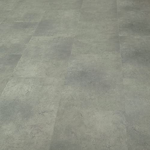 TRECOR® Vinylboden Klick RIGID 4.2 Massivdiele - 4,2 m stark mit 0,30 mm Nutzschicht - Sie kaufen 1 m² - WASSERFEST (Vinylboden | 1m ², Stone Grey) von Trecor