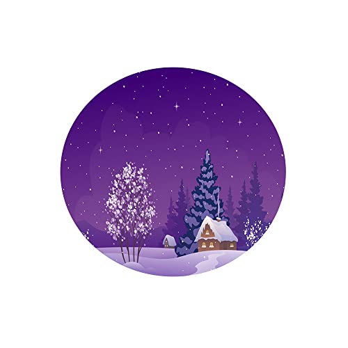 Treer Weihnachtstischdecke Runde Tischdecke Abwaschbar, 100% Polyester Outdoor Tischdecken Antifouling Wasserdicht Lotuseffekt Tischdecke Weihnachten Home Küche Party (Lila Himmel,180cm) von Treer-shop