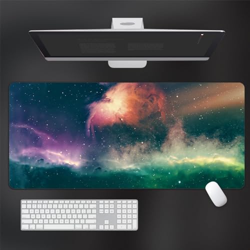 Treer Gaming Mauspad, Mousepad mit Vernähte Kanten, Sternenklarer Himmel Mauspad L/XL/XXL, rutschfeste Gummibasis Mousepad Gaming, Mode Mauspad Groß (Sternenhimmel B,900x400mm) von Treer