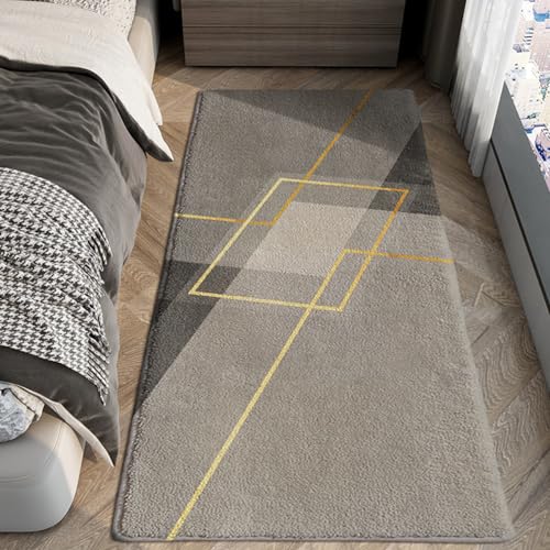 Treer Teppich Wohnzimmer Grau Vlies Moderne Waschbarer Schlafzimmer rutschfest Weicher Wohnztimmerteppich fürs Schlafzimmer, Kinderzimmer, Wohnzimmer (50x150cm,Grau E) von Treer