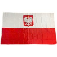 Flagge Polen mit Wappen 90 x 150 cm Fahne mit 2 Ösen 100g/m² Stoffgewicht von Trends4cents