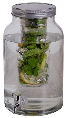 Trendyshop365 4 Liter Getränkespender mit Zapfhahn und Einsatz für Obst Eiswürfel Gewürze Glas Wasserspender Cocktail (1 Stück) von Trendyshop365