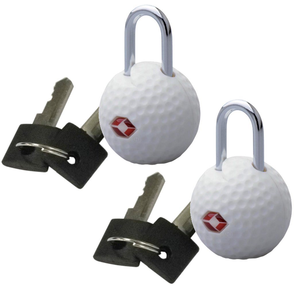 Trendyshop365 TSA-Vorhängeschloss im 2er Set Kofferschloss mit Schlüssel Golfball-Design, (Set, 2-tlg), Bügelschloss von Trendyshop365