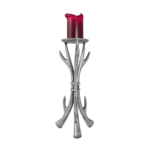 Vintage Shabby Chic Deko-Kerzenständer Geweih aus poliertem Aluminium/Kerzenleuchter ca.33x16cm / handgefertigt / Trendyshop365 von Trendyshop365