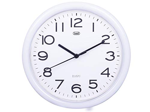 Trevi OM 3301 Quarz Wanduhr mit Silent Sweep Uhrwerk, Durchmesser 24 cm, Weiß, Kunststoff, rund von Trevi