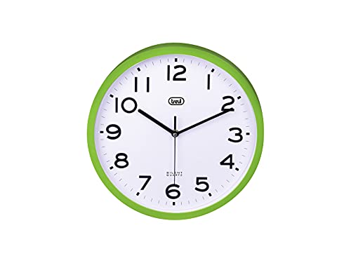 Trevi OM 3302 S Wanduhr, Durchmesser 30 cm, geräuschloses Sweep-Uhrwerk, Grün von Trevi