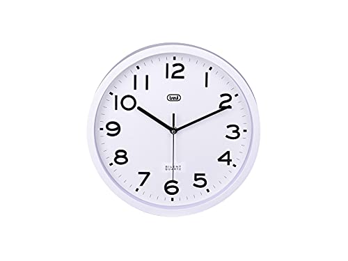 Trevi OM 3302 S Wanduhr, Durchmesser 30 cm, geräuschloses Sweep-Uhrwerk, Weiß von Trevi
