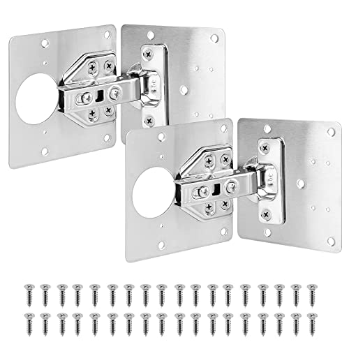 Scharnier Reparaturplatte Set, 4 Stück Edelstahl Scharnier Reparaturplatte und 2 Scharnier Automatikscharnier mit 36 Stück Schrauben für Holzmöbel-Regale Schubladen Fenster von Trhillsbrad