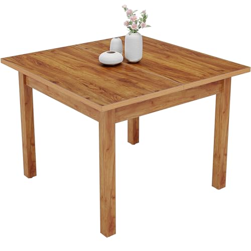 Tribesigns Esstisch Küchentisch Massivholz Wood Esszimmertisch Holztisch (Eiche, 100x100x75 cm) von Tribesigns