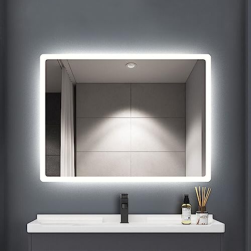 Trintion LED Badspiegel mit Beleuchtung 40x60 Badezimmerspiegel Wandspiegel Lichtspiegel mit Beleuchtung Licht 6400K Lichtspiegel durch Wand-Schalter Energieklasse von Trintion