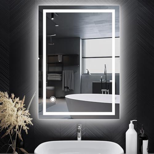 Trintion Badezimmerspiegel, 50x70cm LED Badspiegel mit Beleuchtung, Wandspiegel mit Touch-Schalter Kaltweiß Energiesparend Lichtspiegel,6400K von Trintion