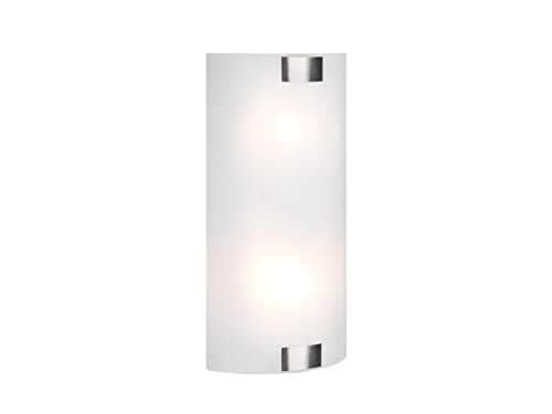 Flache LED Wandleuchte mit Glas Lampenschirm weiß Silber, 20 x 40cm von Trio Beleuchtung