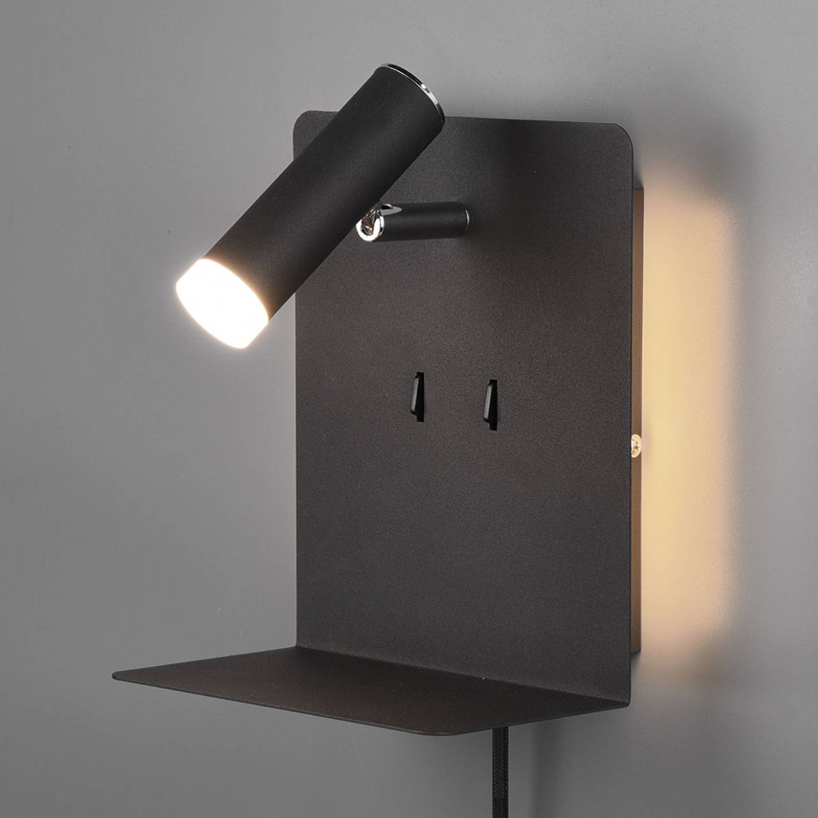LED-Wandlampe Element mit Ablage schwarz matt von Trio Lighting
