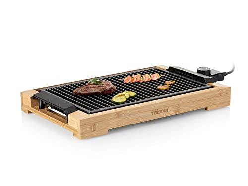 Tristar BP-2785 Tischgrill/Barbecue-Grill mit Grillrost, 2000 Watt Leistung, eine Grillfläche von 37x25 cm, Bambusgehäuse von Tristar