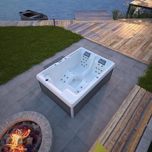 TroniTechnik® Outdoor Whirlpool Spa ELBA Außen Badewanne weiß 210cm x 150cm mit Heizung, Hydromassage, Bluetooth und Farblichtherapie von Tronitechnik