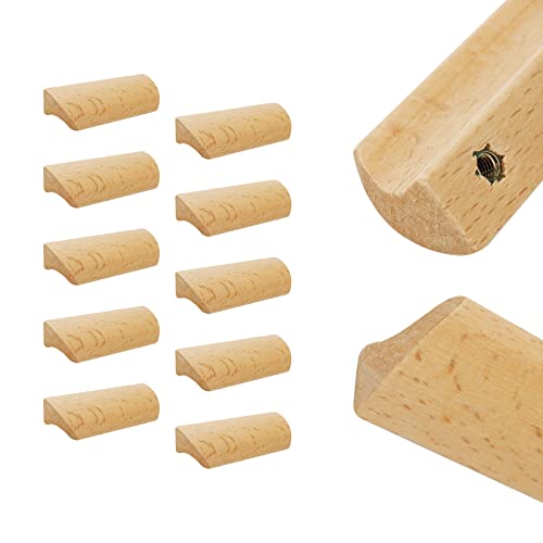 Tsnamay 10 Stück unlackiertes Holzgriffe, unlackiert, lackierbar, Holzgriffe, Schrank, Schubladengriff, Länge 9 cm, Lochdurchmesser: 6,4 cm von Tsnamay