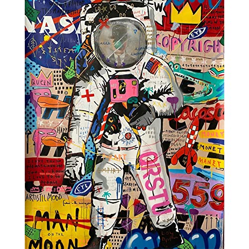 Tucocoo Graffiti Malen nach Zahlen für Erwachsene, abstraktes Astronauten-Ölgemälde-Set auf Leinwand mit Pinseln und Acrylpigment, Street Pop, buntes Bild für Zuhause, Wanddekoration (rahmenlos) von Tucocoo