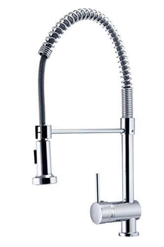 Niederdruck Wasserhahn Küche Spiralfeder Spüle Küchenarmatur mit Brause Chrom | 6235BIGF_CR von Tuganna