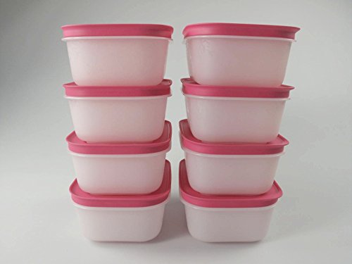 TUPPERWARE Gefrier-Behälter 450 ml (8) weiß-pink Eiskristall Eis-Kristall P 20065 von Tupperware