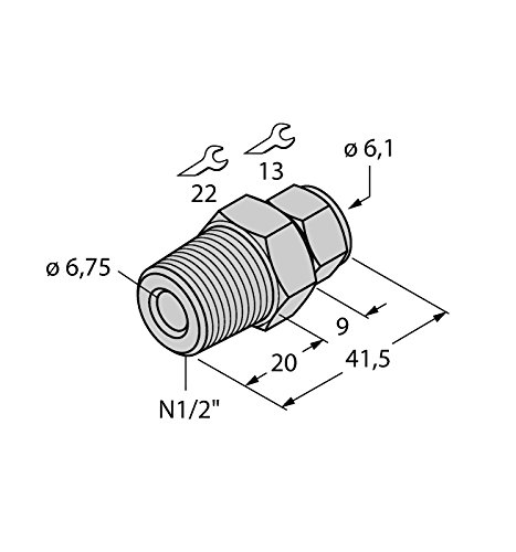 9910529 - CF-M-6-N1/2-A4, Temperaturerfassung Zubehör Klemmringverschraubung von Turck