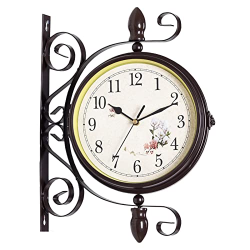 Tuzsocr Bahnhofsuhr doppelseitig Vintage Retro Style Uhr für Bahnhof Korridoren Gärten Wohnzimmer Grau Farbe 30cm von Tuzsocr