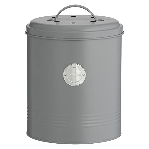 Typhoon - Kompostbehälter, pastellgrau, 2,5 Liter Mittelgroß, 17,5 x 17,5 x 20 cm von Typhoon