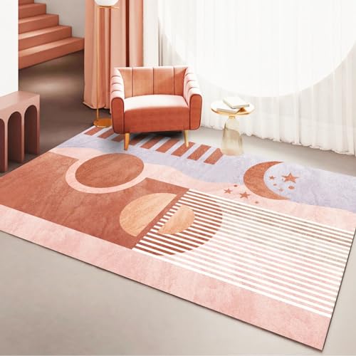 Teppich für Wohnzimmer,Rutschfester waschbarer Teppich rosa lila minimalistisches Design,Teppich für Badezimmer waschbare fussmatte,60x160cm von Tzvpsu
