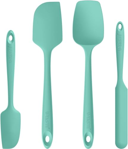 U-Taste Hitzebeständiger Silikonspatel, flexibel und fest, lebensmittelecht, zum Kochen, Backen, Mischen, Rühren, Küchenspatel-Set, Schüsselschaber für antihaftbeschichtetes Kochgeschirr (Aqua Sky) von U-Taste