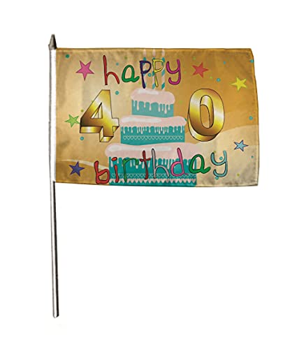 U24 Flagge Fahne Stockflagge Happy Birthday 40 Geburtstag 30 x 45 cm Stockfahne 3er Pack von U24
