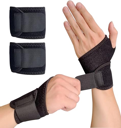 Handgelenk Bandagen, 2 Stück Handgelenkstütze Verstellbare Handgelenkbandage für Männer Frauen,Bandage Handgelenk, Entlastung und Unterstützung für Arthritis, Sehnenscheidenentzündungen und beim Sport von UBRAVE