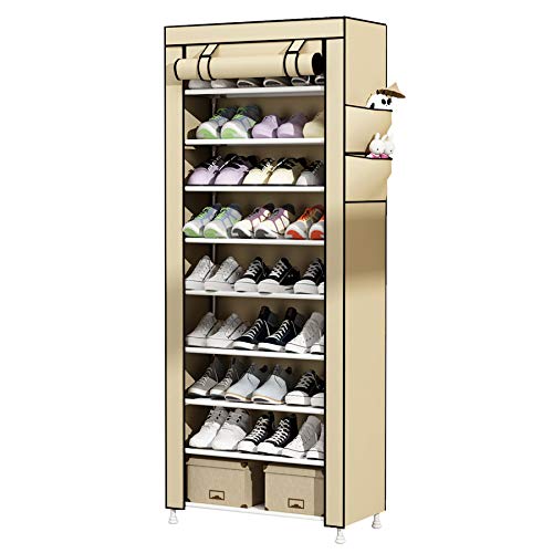 UDEAR 10-Tier Schuhschrank Schuhregal Storage Shoe Shelf for 27 Pairs of Shoes Beige von UDEAR