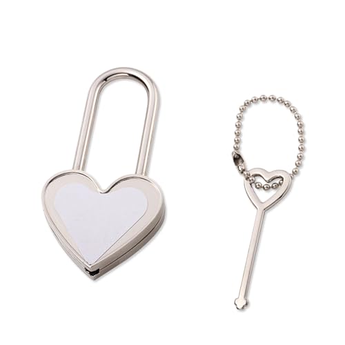 Liebesschloss Herz schloss mit Schlüssel Silber kleines schloss Deko Vorhängeschloss langer in Herzform Vintage Herzschloss für Valentinstag Jahrestag Liebesgeschenk von UEPOA