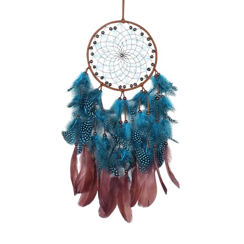 Traumfänger Klein, Handgefertigt Dreamcatcher mit Federn im Böhmischen Stil Dream Catchers Bastelset Traumfängers für Schlafzimmer Wandbehang Auto Ornamente Handwerk (Marineblau) von UEPOA