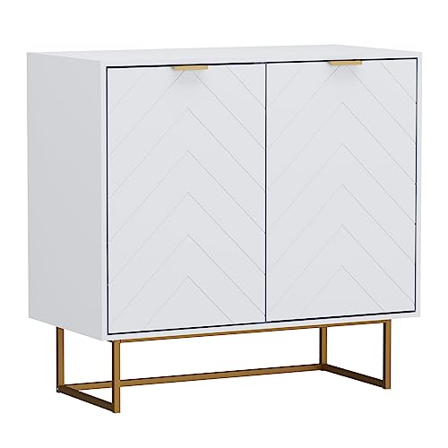 UEV Kommode mit 2 Türen, Sideboard mit Füße und verstellbare Ablagen, Küchenschrank, Anrichte, Mehrzweckschrank für Wohnzimmer Esszimmer Flur Schlafzimmer, 80x40x77,5 cm weiß von UEV