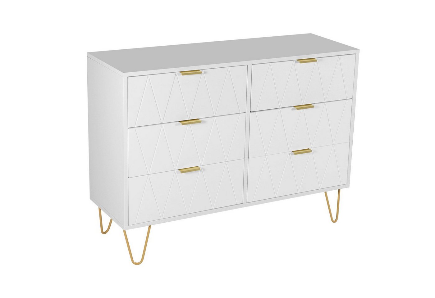 UEV Kommode mit 6 Schubladen, Sideboard für Wohnzimmer Schlafzimmer, Breite 100cm, Höhe 73cm, Tiefe 34cm von UEV