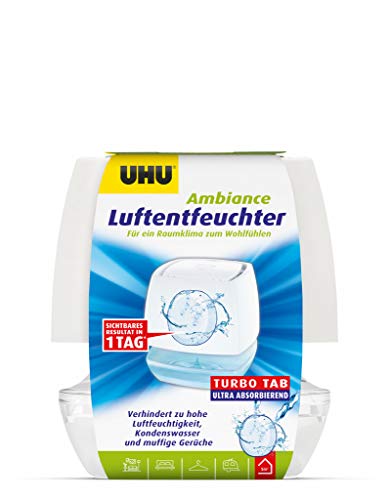 UHU Luftentfeuchter Ambiance, Bekämpft Feuchtigkeit und Schimmel in Wohnräumen von bis zu 10 m³, 100 g, weiß von UHU