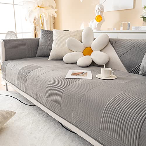 UIGJIOG Sofa Überzug L Form Sofabezug Samt 1 2 3 4 Sitzer,Weicher Couchbezug L Form, Anti-Rutsch Sofaüberwurf, Ecksofa Cover,Sofaschoner Für Hunde,Grau,1 pc 70x120cm von UIGJIOG