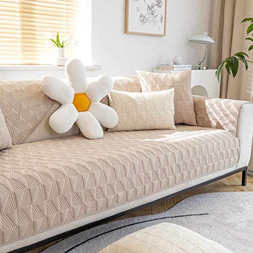 UIGJIOG Sofabezug 1 2 3 4 Sitzer,Couchbezug Sofaüberwurf Ecksofa L Form/U Form Sofa Überzug Couch Überzug Anti-Rutsch Pets Sofa Überwurf,Überwurfdecke Sofaschoner,Beige,1 pc 110x210cm von UIGJIOG