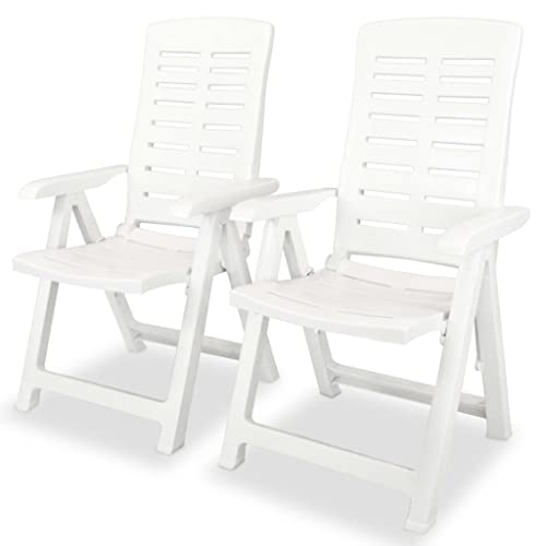ULUYYUC Verstellbare Gartenstühle, Outdoor Sessel Gartensessel Sonnenliege Terrassenstühle Geeignet für Innenhof Strand Schwimmbad Speisesaal 2 STK. Kunststoff Weiß von ULUYYUC