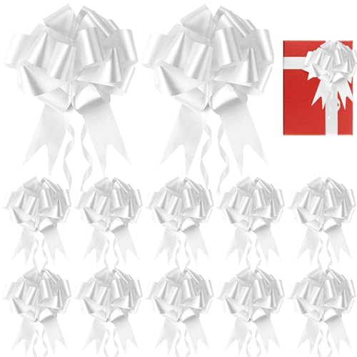 UMILKI 100 Pcs Geschenkschleifen Weiß, 11CM Autoschleifen Hochzeit,Antennenschleifen Dekoschleife für Autoschmuck,Geschenkverpackung, DIY,Hochzeits,Party, Geburtstag von UMILKI