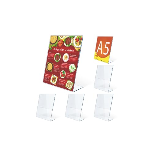 6 Pcs A5 Tischaufsteller Transparent Plastik Tisch Aufsteller ，Acryl-Aufsteller L Ständer A5 Ständer Tischaufsteller für Fotos Speisekarten Promotionen, Büro Restaurant Cafe Shop Hochzeit von UMILKI