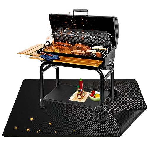 Feuerfeste Unterlage Grill, 100x150cm Feuerfeste Matte Outdoor, Feuerschutzmatte Hitzebeständig bis zu 850℃, Feuerfeste Hitzeschutzmatte Küche mit Antirutsch Design, BBQ Grillmatte Schutz Rasen, Böden von UMILKI